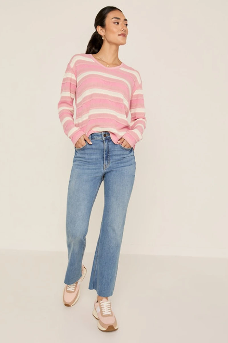 Naomi V Neck Striped Dolman Knitted Top