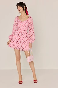 Mary Lace Trim Sweetheart Mini Dress