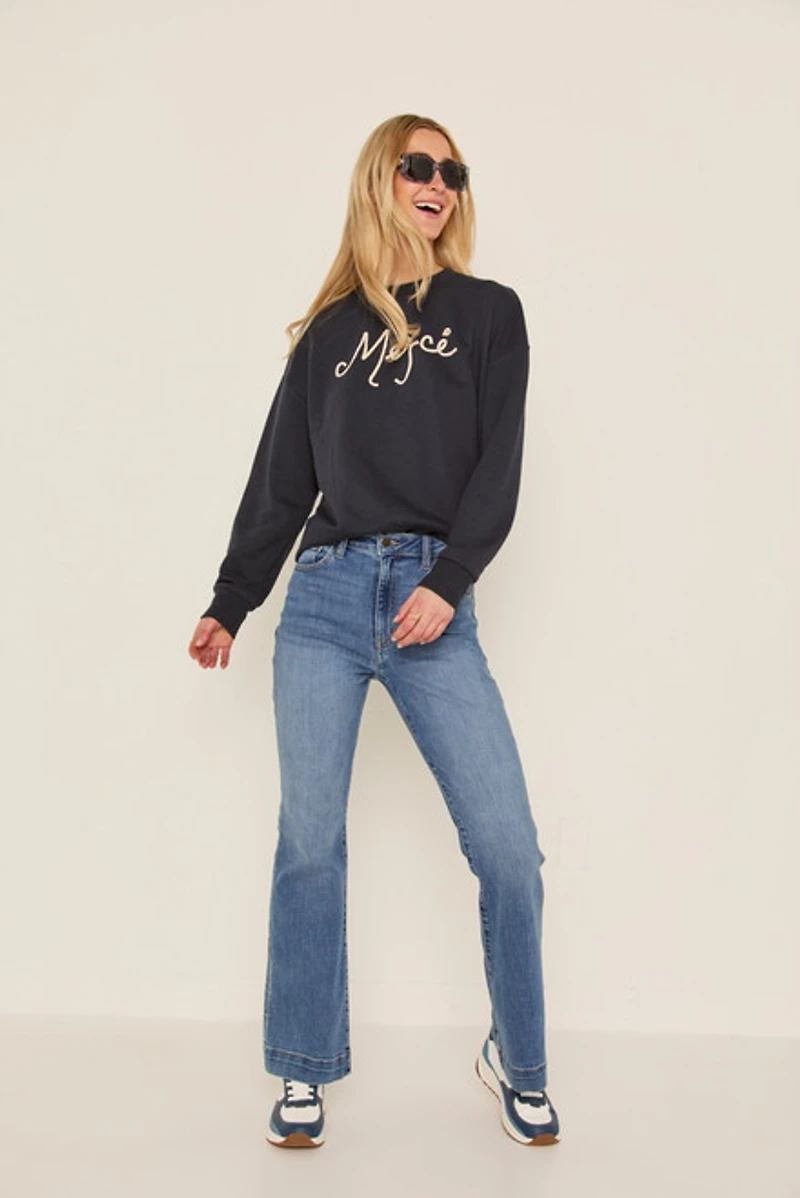 Merci Embroidered Rope Graphic Sweatshirt