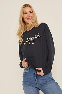 Merci Embroidered Rope Graphic Sweatshirt