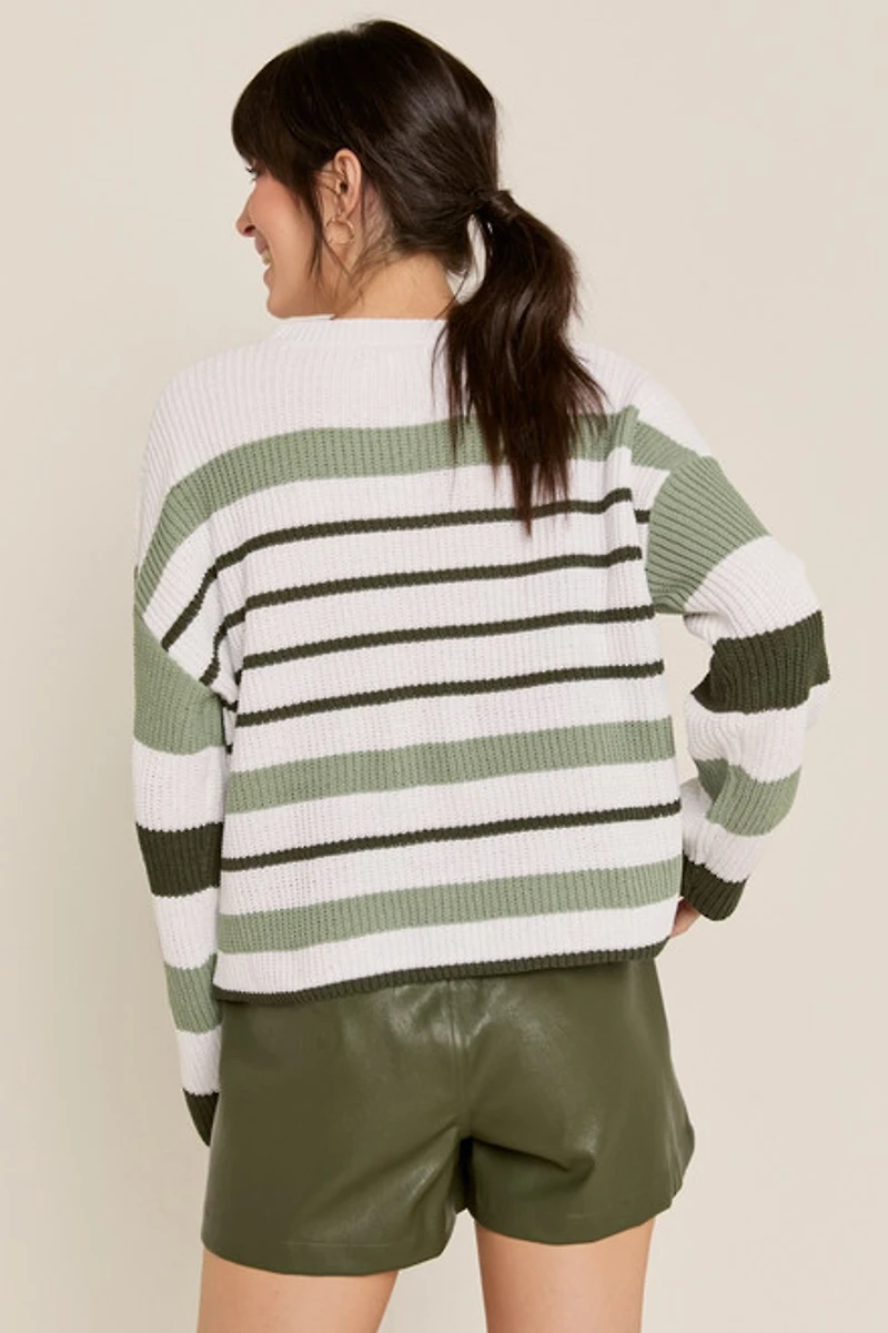Penny Striped Cropped Pullover Sweater