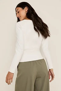 yummi by francesca's Cinched Side Square Neck Top