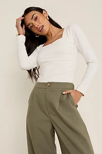 yummi by francesca's Cinched Side Square Neck Top