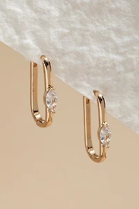 Lynette Crystal Stone On Oval Hoop Earrings