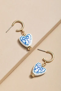 Lilly Ceramic Heart Charm On Huggie Earrings