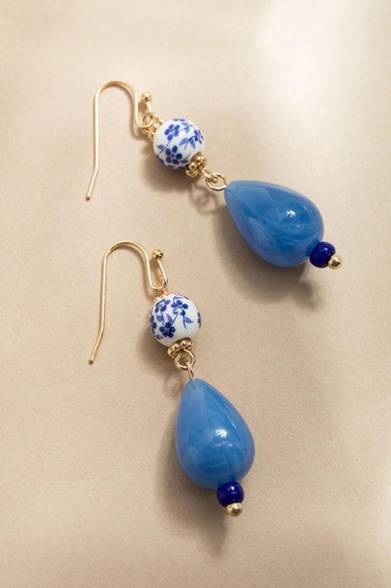 Sherrie Ceramic And Gold Semi Drop Earrings