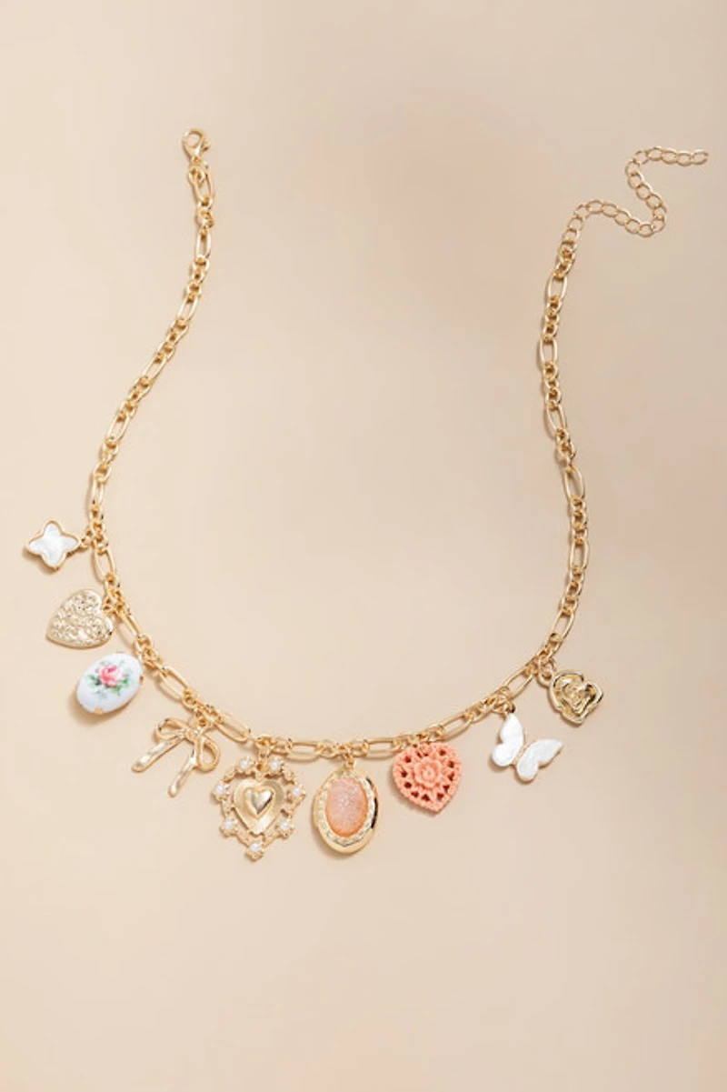 Jodie Rise Quartz Mixed Charm Necklace