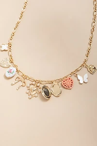 Jodie Rise Quartz Mixed Charm Necklace