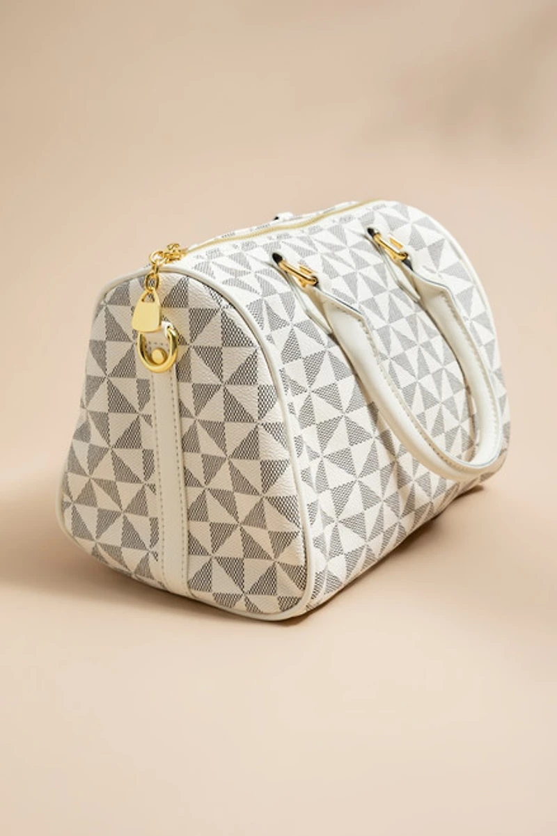 Lea Checkered Duffle Satchel Handbag