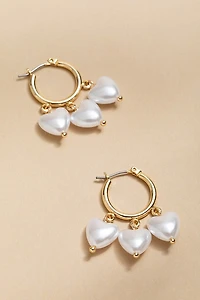 Norra Pearl Heart Charms On Hoop Earrings