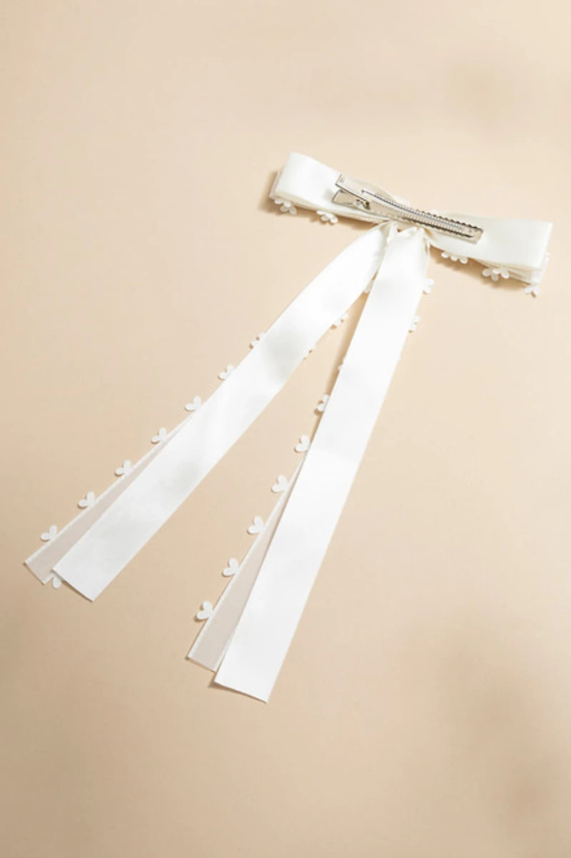 Marissa Heart Ribbon Bow Hair Barrette
