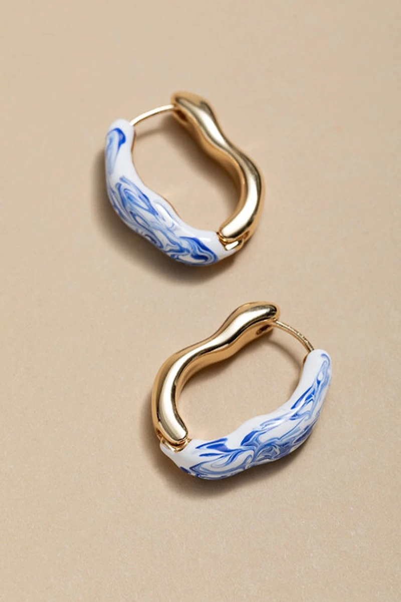 Lana Organic Ceramic And Gold Hoop Earrings