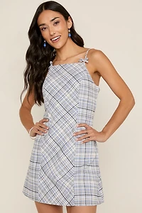 Lesley Plaid Halter Mini Dress