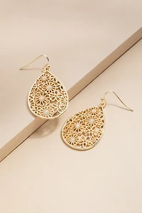 Amanda Pearl Flower Filigre Teardrop Earrings