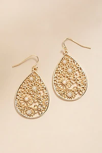 Amanda Pearl Flower Filigre Teardrop Earrings