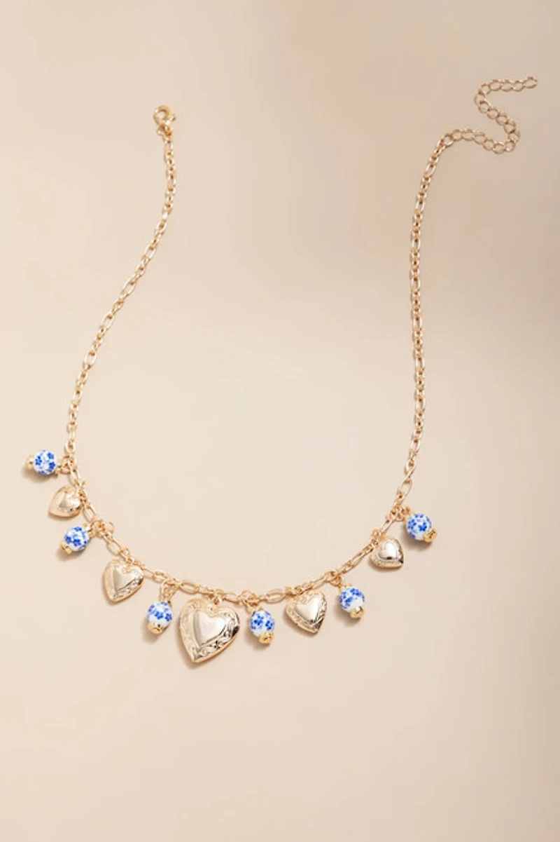 Sally Beads And Hearts Charm Necklace