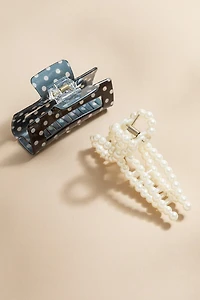 Regina Pearl And Polka Dot Hair Claw Set