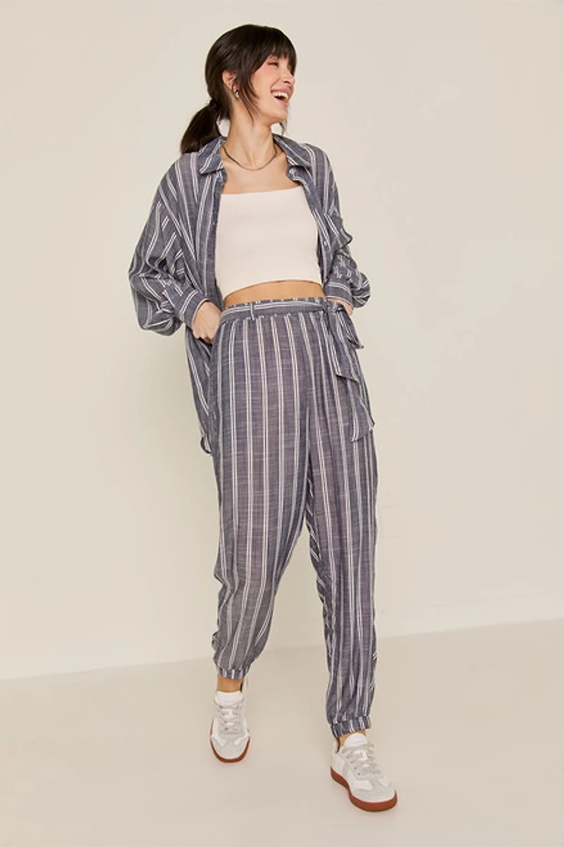Alexis Tie Waist Striped Joggers