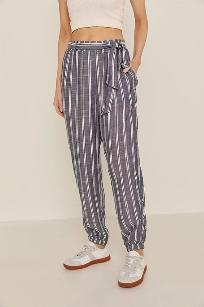 Alexis Tie Waist Striped Joggers