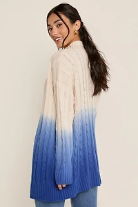 Ines Cable Knit Two Tone Ombre Cardigan
