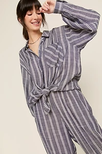 Alexis Oversized Striped Button Down Top