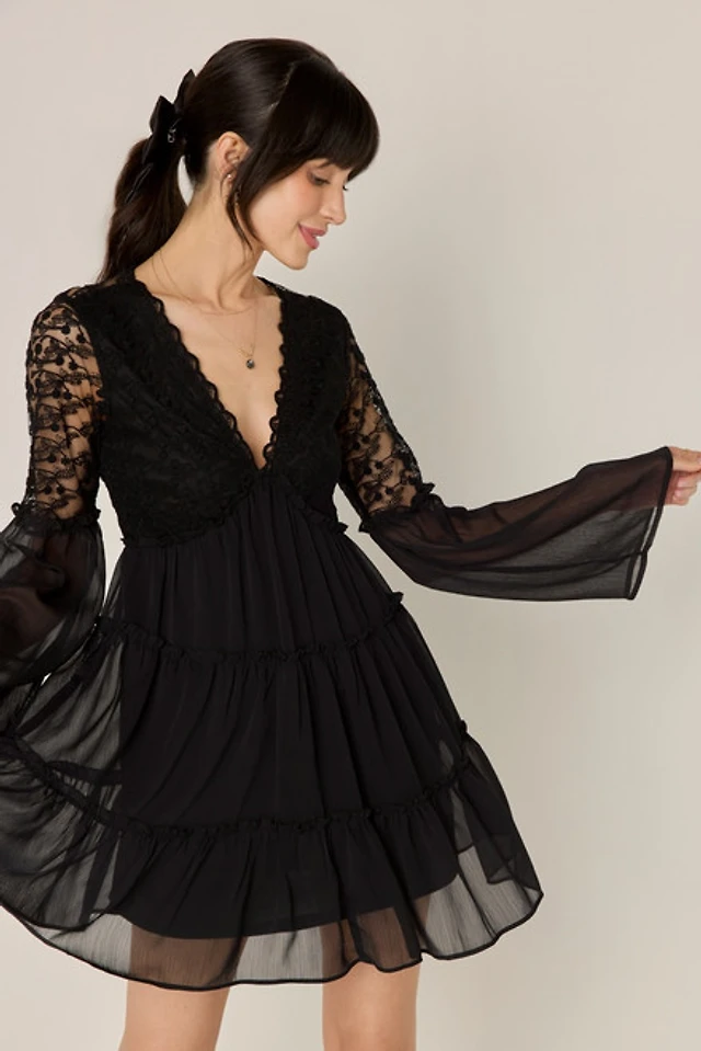 slim fit dress slacks Afriyie cold shoulder flare sleeves dress main image 0