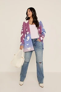 Sara Intarsia Heart Pattern Long Cardigan