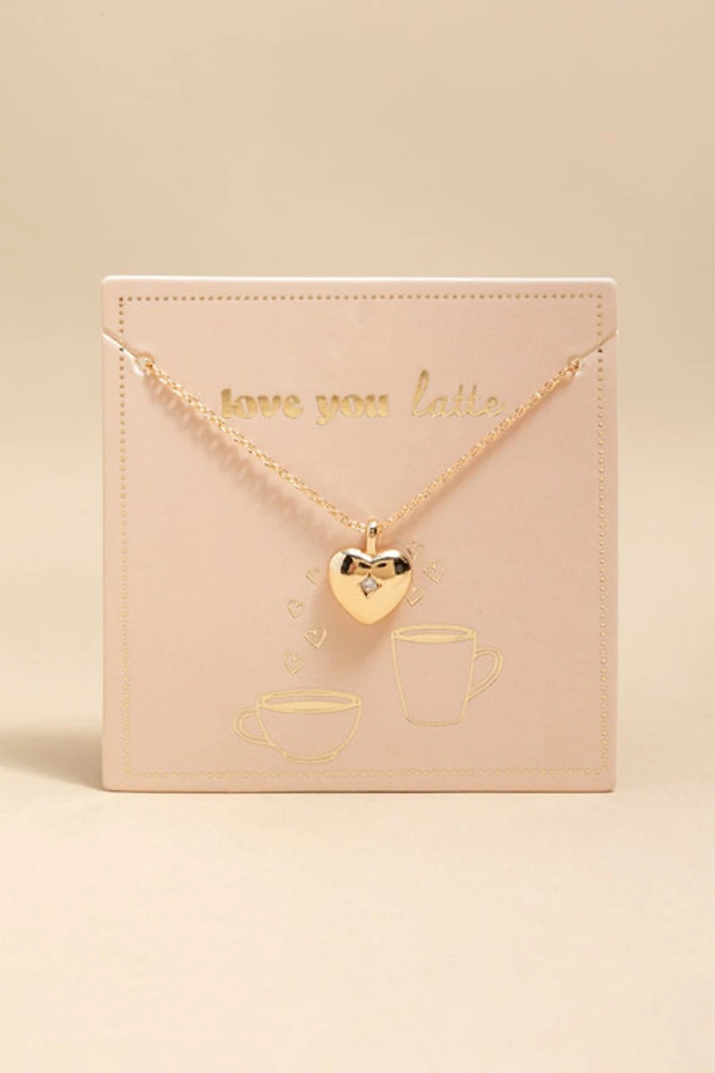 Love You Latte Boxed Carded Necklace