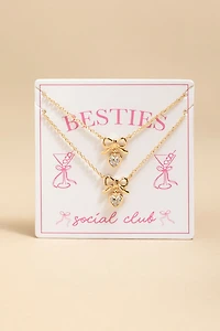 Besties Social Club Double Pendant Carded Necklace