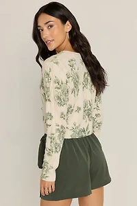 Stella Postcard Print Cable Knit Sweater