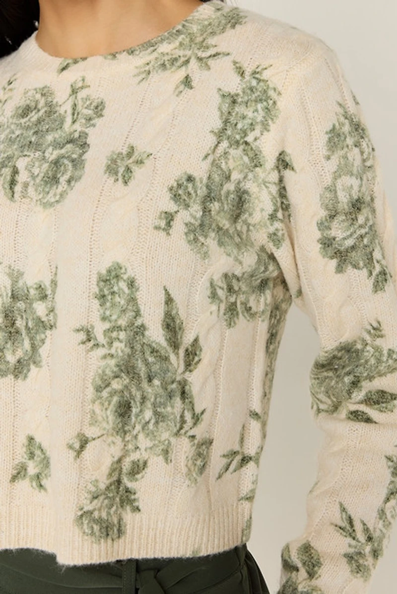 Stella Postcard Print Cable Knit Sweater