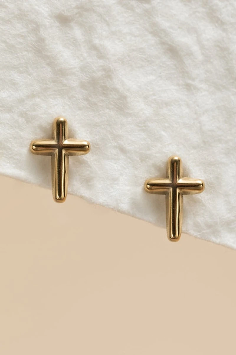 Andrea Stainless Steel Cross Stud Earrings