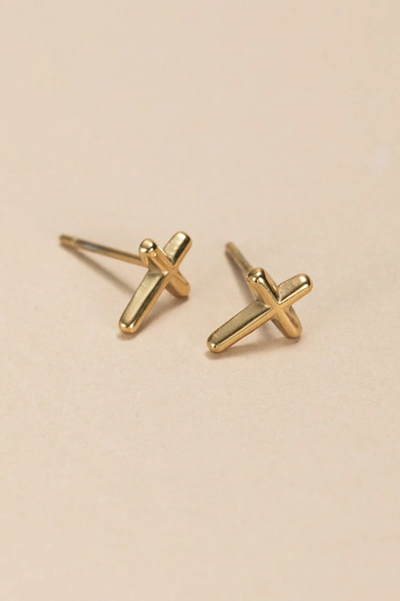 Andrea Stainless Steel Cross Stud Earrings