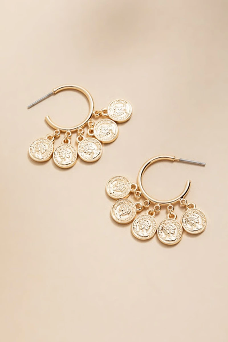 Layla Shaky Coin Charm Hoop Earrings
