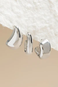 Kristie Silver Organic Hoop Earring Set