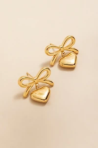 Tami Stainless Steel Heart and Bow Drop Earrings