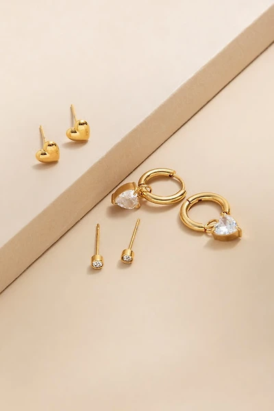 Vera Stainless Steel Heart Earring Set