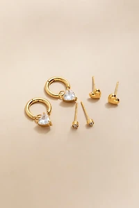 Vera Stainless Steel Heart Earring Set