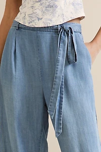 Elaine Chambray Tie Waist Fluid Pants