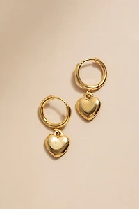 Ellen Stainless Steel Heart Charm Huggie Earrings