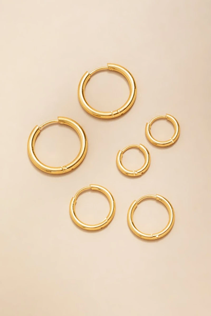Linda Stainless Steel Hoop Earring Set