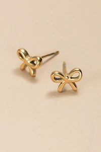 Janice Stainless Steel Bow Stud Earrings