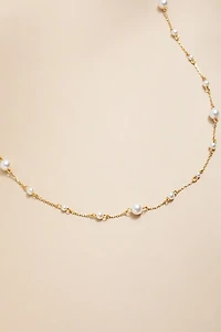 Simone Stainless Steel Pearl Station Necklace