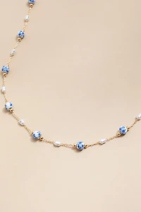 Eliza Ceramic And Pearl Station Necklace