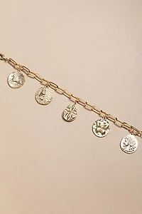 Lenora Chunky Coin Charm Gold Bracelet