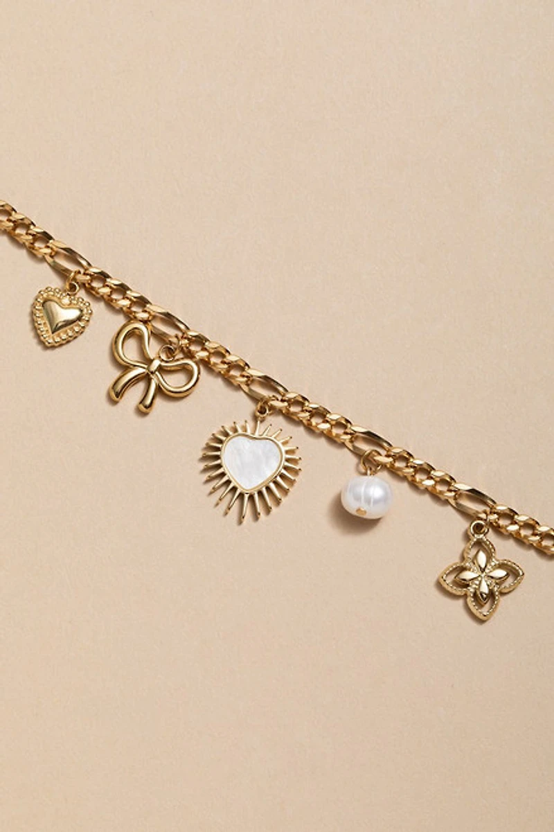 Maxine Stainless Steel Chunky Charm Bracelet