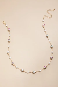 Claire Ceramic And Pearl Station Necklace