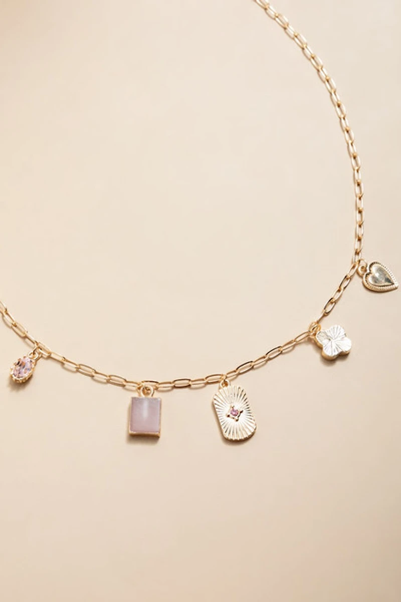 Ivy Girly Pink Charm Necklace