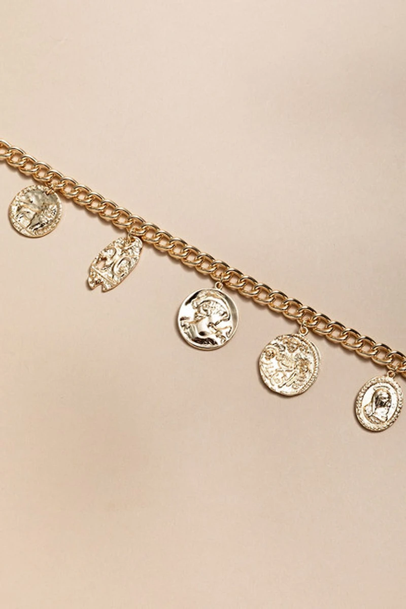 Alice Coin Charm Gold Chain Necklace