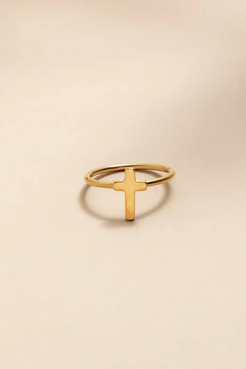 Vicky Stainless Steel Cross Ring